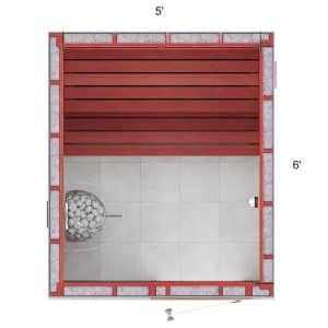 6x5x7 Custom Indoor Sauna Kit - lower bench 16” wide
