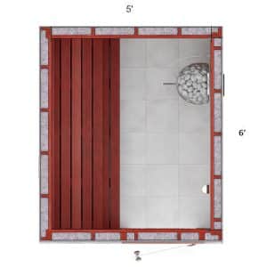 6x5x7 Custom Indoor Sauna Kit - lower bench 8” wide