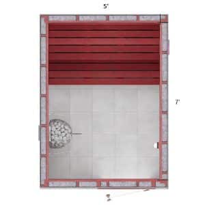 7x5x7 Custom Indoor Sauna Kit – lower bench 16” wide