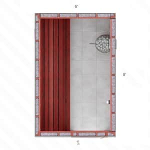 8x5x7 Custom Indoor Sauna Kit – lower bench 8” wide