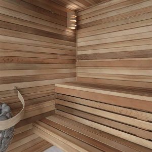 Premium grade Knotty red western cedar walls & ceiling.